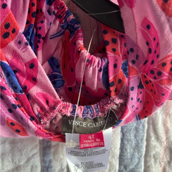 Vince Camuto Kids Viscose/ Linen Blend Vibrant Pink Floral Kids Dress - Picture 7 of 9